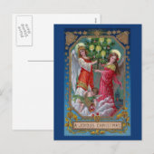 Kerst engelen en cherub met boom feestdagenkaart (Voorkant / Achterkant)