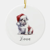 Kerst Engels Bull Dog Santa Hat Ornament (Voorkant)
