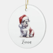 Kerst Engels Bull Dog Santa Hat Ornament (Links)