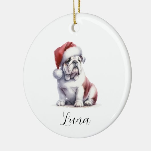 Kerst Engels Bull Dog Santa Hat Ornament (Links)