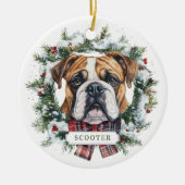 Kerst Engels Bulldog Keramische Cirkel Ornament (Voorkant)