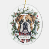Kerst Engels Bulldog Keramische Cirkel Ornament (Links)