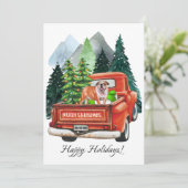Kerst Engels Bulldog &  Truck Watercol Feestdagenkaart (Staand voorkant)