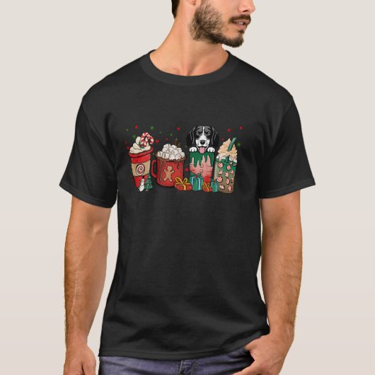Kerst Engels Pointer Hond Koffie Kopjes Xmas Win T-shirt (Voorkant)