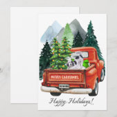 Kerst Engels Setter &  Truck Watercolo Feestdagenkaart (Voorkant / Achterkant)