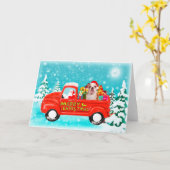 Kerst Engelse Bulldog cadeaus bezorgwagen Kaart (Gele Bloem)