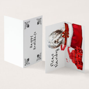 Kerst Engelse herdershond Santa zak DIY wensen Kaart