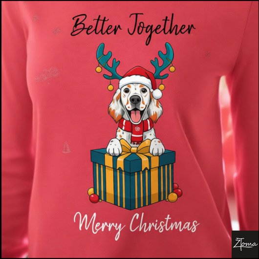 Kerst Engelse Setter Getekende Cadeau Grafische Tri-Blend Shirt
