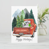 Kerst Engelse Setter & Oude Truck Aquarel Feestdagenkaart (Staand voorkant)