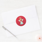 Kerst engeltje met halo ronde sticker (Envelop)