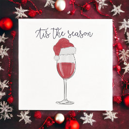 Kerst entertainment Santa-hoed wijn glas feestje Servet
