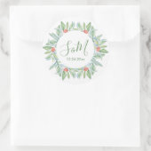 Kerst Envelope Seal, Greenery & Berries Ronde Sticker (Tas)