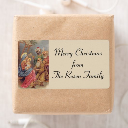 Kerst Epiphany Drie Koningen Heilige Familie Etiket (Insitu)