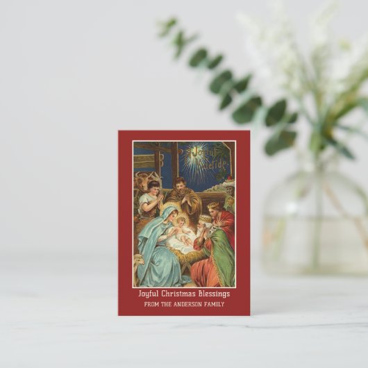 Kerst Epiphany Geboorte Gepersonaliseerd Gebed Visitekaartje (Staand voorkant)