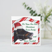 Kerst Equestrian Horse Pony Barn Party Kaart (Staand voorkant)