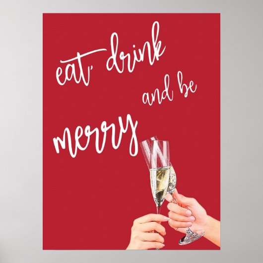 Kerst Eten, Drink en wees Vrolijk Poster (Voorkant)