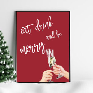 Kerst Eten, Drink en wees Vrolijk Poster