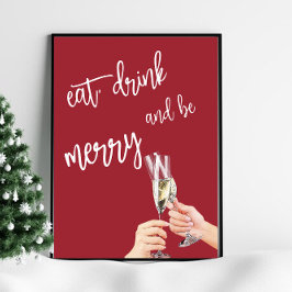 Kerst Eten, Drink en wees Vrolijk Poster