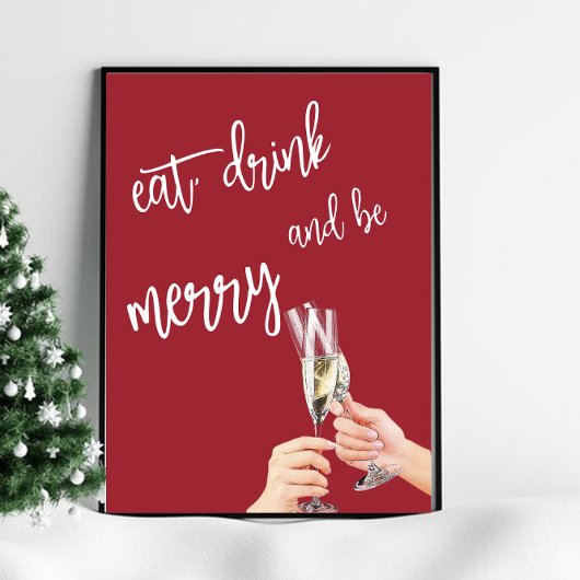 Kerst Eten, Drink en wees Vrolijk Poster