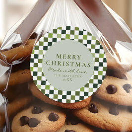Kerst Eten Thuis Bakken Groene Check Kerstmis Ronde Sticker
