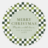 Kerst Eten Thuis Gebakken Groen Vinkje Kerstmis Ronde Sticker (Voorkant)