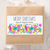 Kerst etiket met Retro Tree Baubles (Insitu)