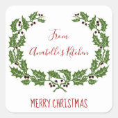 Kerst  Etiket  Prettig Kerstfeest bakken eten (Voorkant)