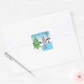Kerst etnisch Ice Skater op Snowy Winter Day Vierkante Sticker (Envelop)