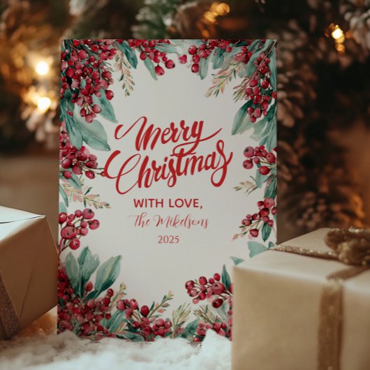 Kerst Eucalyptus en dennen Feestdagenkaart