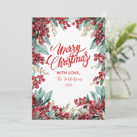 Kerst Eucalyptus en dennen Feestdagenkaart (Staand voorkant)