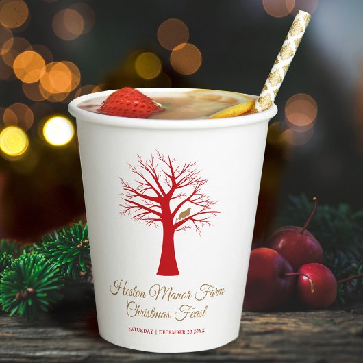 Kerst evenement patrijs in een boom papieren bekers
