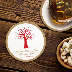 Kerst evenement patrijs in een boom ronde kartonnen onderzetter