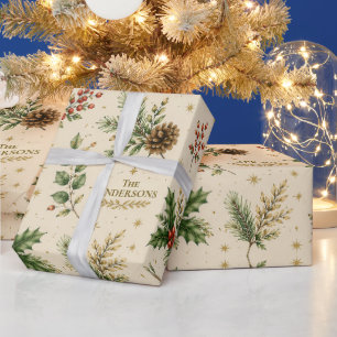 Kerst Evergreen Botanische Familienaam Cadeaupapier