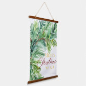 Kerst Evergreen Branch Deur Sign Hangend Wandkleed (Gebogen)