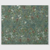 Kerst Evergreen Branches Pinecone Natuur Tree Cadeaupapier (Vlak)