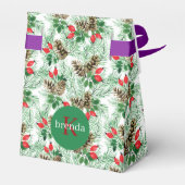 Kerst evergreen en pinecones patroon bedankdoosjes (Achterkant)