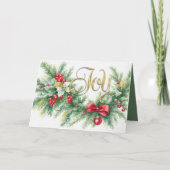 Kerst Evergreen Garland Bows Red Berries Feestdagen Kaart (Voorkant)