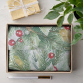 Kerst Evergreen Garland Bows Red Berries Tissuepapier (Geschenk)