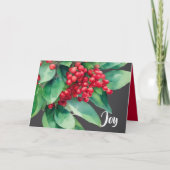 Kerst Evergreen Rode bessen Feestdagen Kaart (Voorkant)