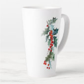 Kerst Evergreens Holly en bessen Latte Mok (Rechterhoek)