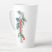 Kerst Evergreens Holly en bessen Latte Mok (Linkerhoek)