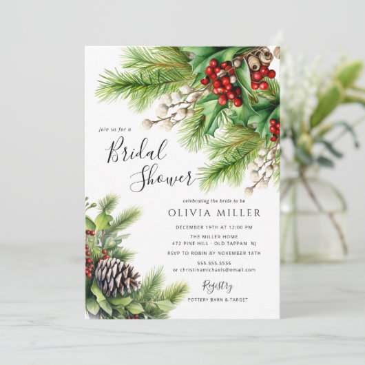 Kerst Evergreens Vrijgezellenfeest Kaart (Staand voorkant)