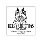 Kerst Exotic Short Hair Cat Retouradres Rubberstempel (Afrduk)