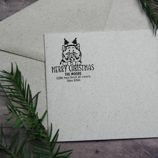 Kerst Exotic Short Hair Cat Retouradres Rubberstempel