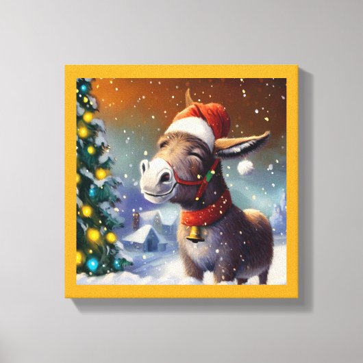 Kerst-ezel 1 canvas afdruk (Voorkant)