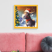 Kerst-ezel 1 canvas afdruk (Insitu (Woonkamer))