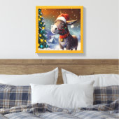 Kerst-ezel 1 canvas afdruk (Insitu (Slaapkamer))