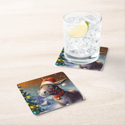 Kerst Ezel 1 Kartonnen Onderzetters (Insitu)