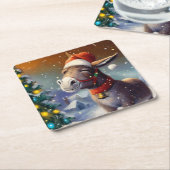 Kerst Ezel 1 Kartonnen Onderzetters (Schuin)