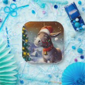 Kerst Ezel 1 Papieren Bordje (Feest)